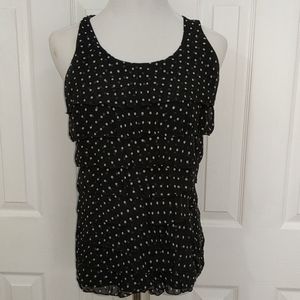 WHBM Black and White Polka Dotted Blouse Size M